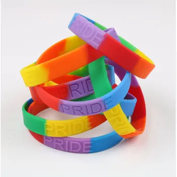

300pc Gay Rainbow LGBT Lesbian Bisexual homeosexuality homosex faggotry homoerotism silicone wristband rubber band bracelet