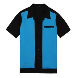 Рубашка на пуговицах Лоскутная Мужская рубашка повседневная мужская одежда стандартные для рубашек Fit футболка Ретро Hombre Боулинг Bahama