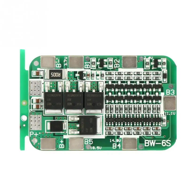 Модуль зарядного устройства литиевой батареи 6S 15A 22V 24V li ion защитная плата PCB BMS для