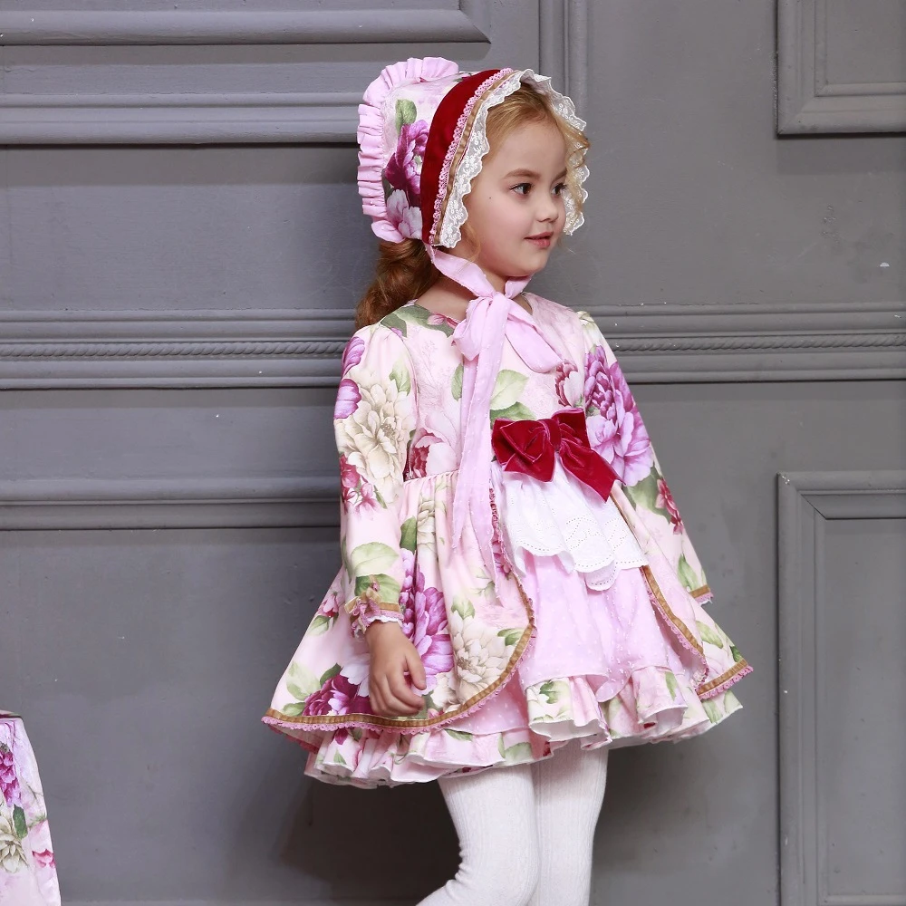 Vestido Floral de Boutique para niñas, conjuntos de vestidos de manga larga  de palacio español, bonito vestido de cumpleaños para bebés, 2022|Vestidos|  - AliExpress