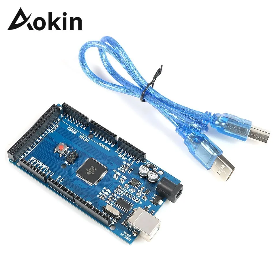 

Aokin Mega 2560 R3 Board with USB Cable For Arduino R3 MEGA2560 MEGA 2560 R3 ATmega2560-16AU CH340G AVR USB Development Board