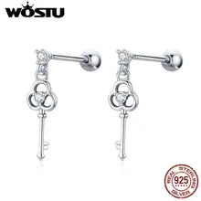 WOSTU Оригинальные 925 пробы серебряные маленькие серьги-гвоздики серебряные серьги с цирконием для женщин Свадебные винтажные Роскошные ювелирные изделия CQE539