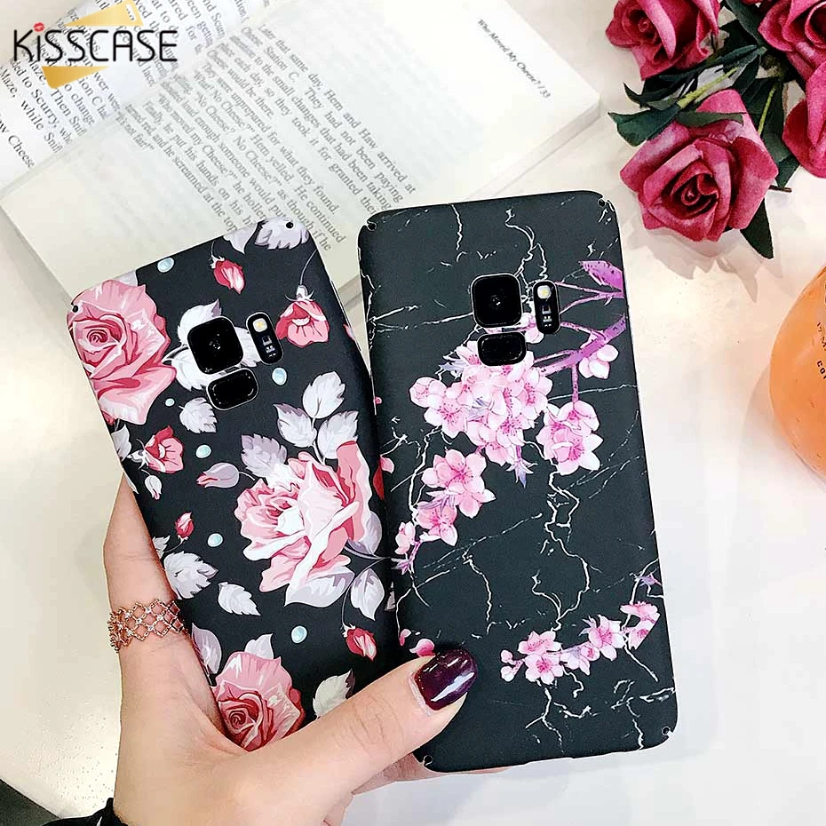 Чехол KISSCASE с цветочным узором для Samsung Galaxy Note 8 9 S8 S9 гладкий матовый Жесткий ПК