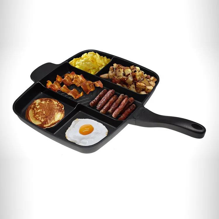 

15 Inches Non-stick Frying Pan 5 In 1 Fry Pan Divided Grill Pan For All-in-one Cooked Breakfast Pot Fry Oven Meal Skillet