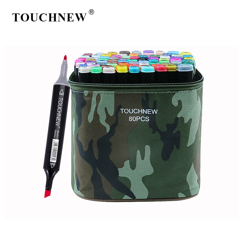 

TOUCHNEW 80 Color Camouflage Markers Pen Set Sketch Alcohol Based Markers Dual Head For Drawing Art Supplies