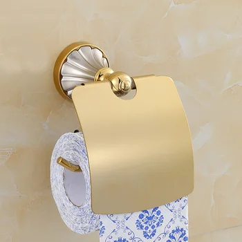 

Toilet Paper Holder Wall Mounted Golden Tissue Rack Paper Organizer Roller Paper Rack for Bathroom Toilet Restroom