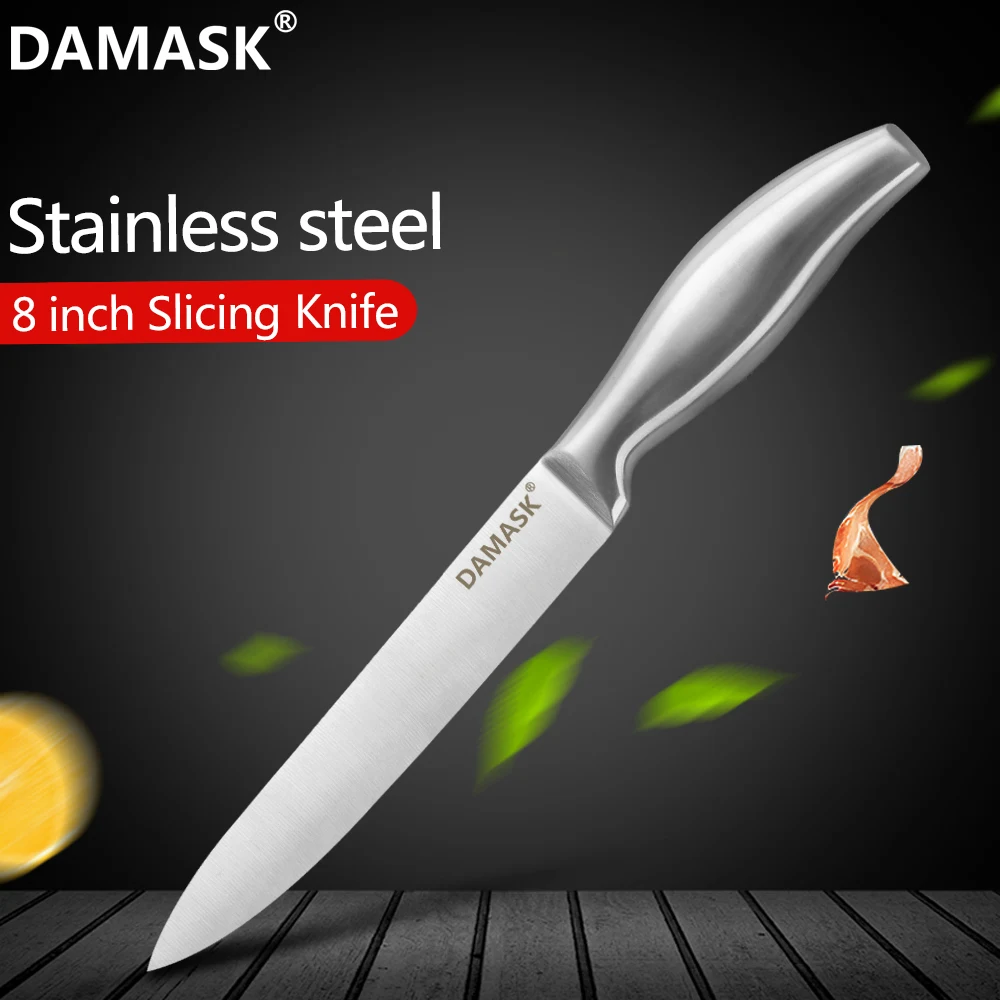 

Damask Slicing Knife Kitchen 8 Inch Stainless Steel Chef Knives Ultra Sharp Ergonomic Grip Handle Utility Santoku Paring Knives