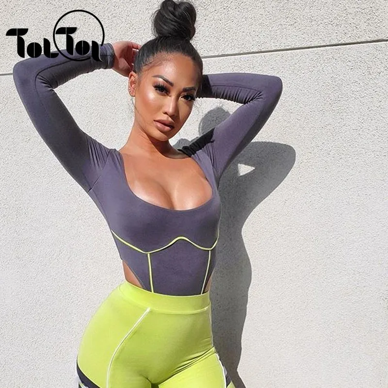 

2019 Sexy Bodysuits Women Long Sleeve Summer Slim Rompers Womens Jumpsuit Basic Playsuit Bandage Romper
