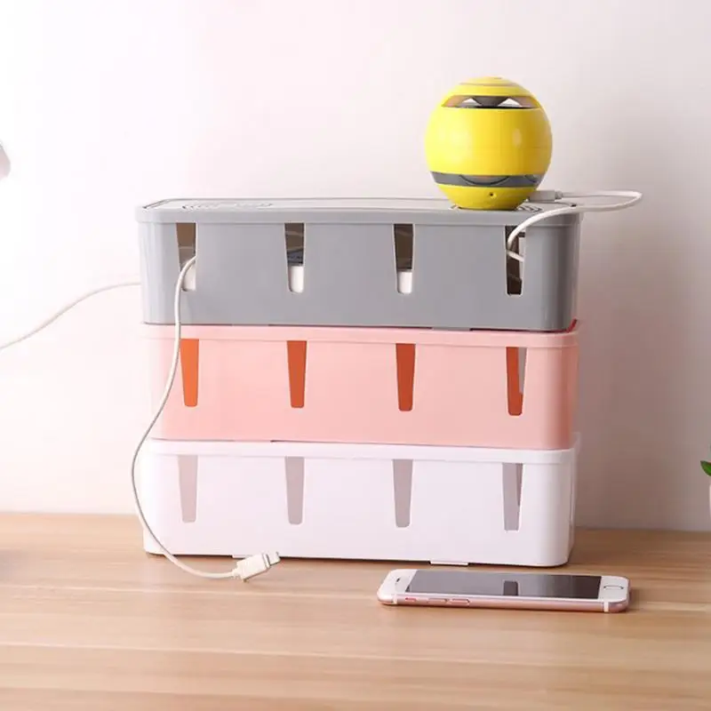 Fashion Safety Socket storage box with lid wire Organizer power cord cable Container cable management case home decor
