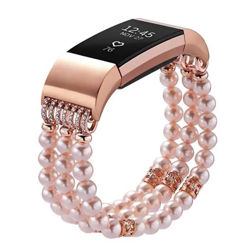 Buy Luxury Pearl Beaded Bracelet Watch Band Women Crystal Diamond Replacement