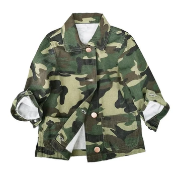 

Fashion Baby Girls Camo Button Jacket Autumn Long Sleeve Warm Canvas Coat Cute Boy Girl Casual Cotton Outwear Clothes Age 2-8