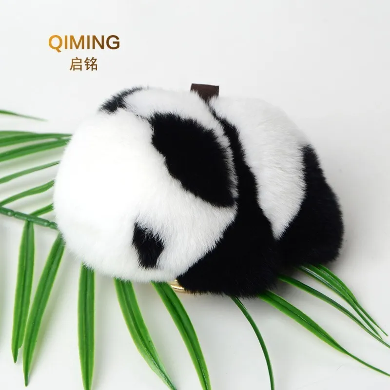 #*Cheap New 100% Rabbit Fur Panda Plush Pendant Bag Backpack Women Accessories Fur Ornaments Anime Cute Girl Gift