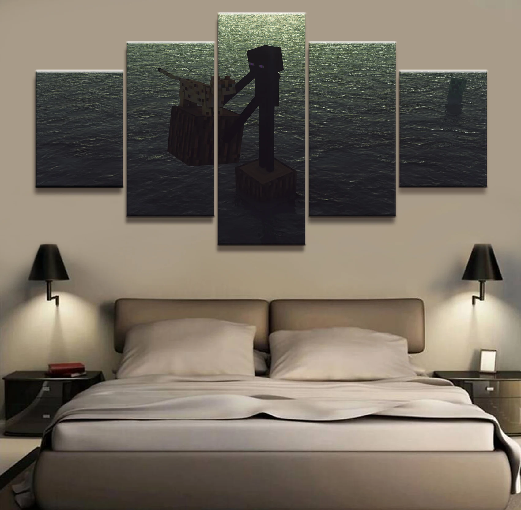 

Canvas Printed Game Poster Minecraft 5 Pieces Wall Art Canvas Painting Home Decor For Living Room Artwork Cuadros Wall Decor Art