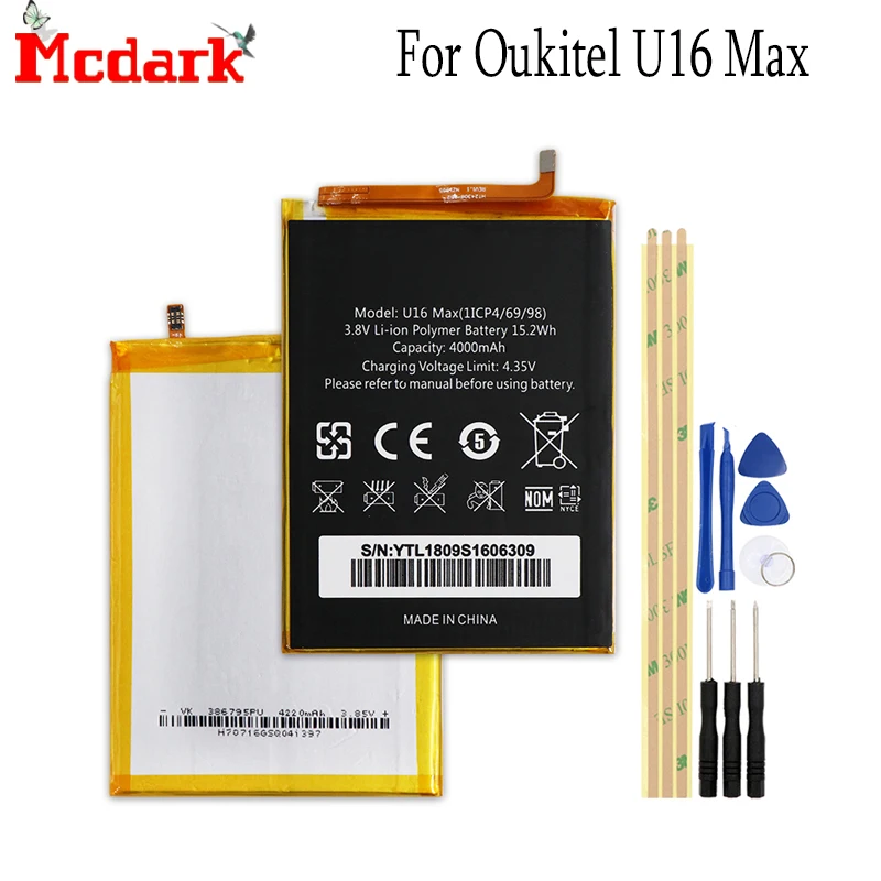 Аккумулятор Mcdark для Oukitel U16 Max сменный аккумулятор большой емкости 4000 мАч