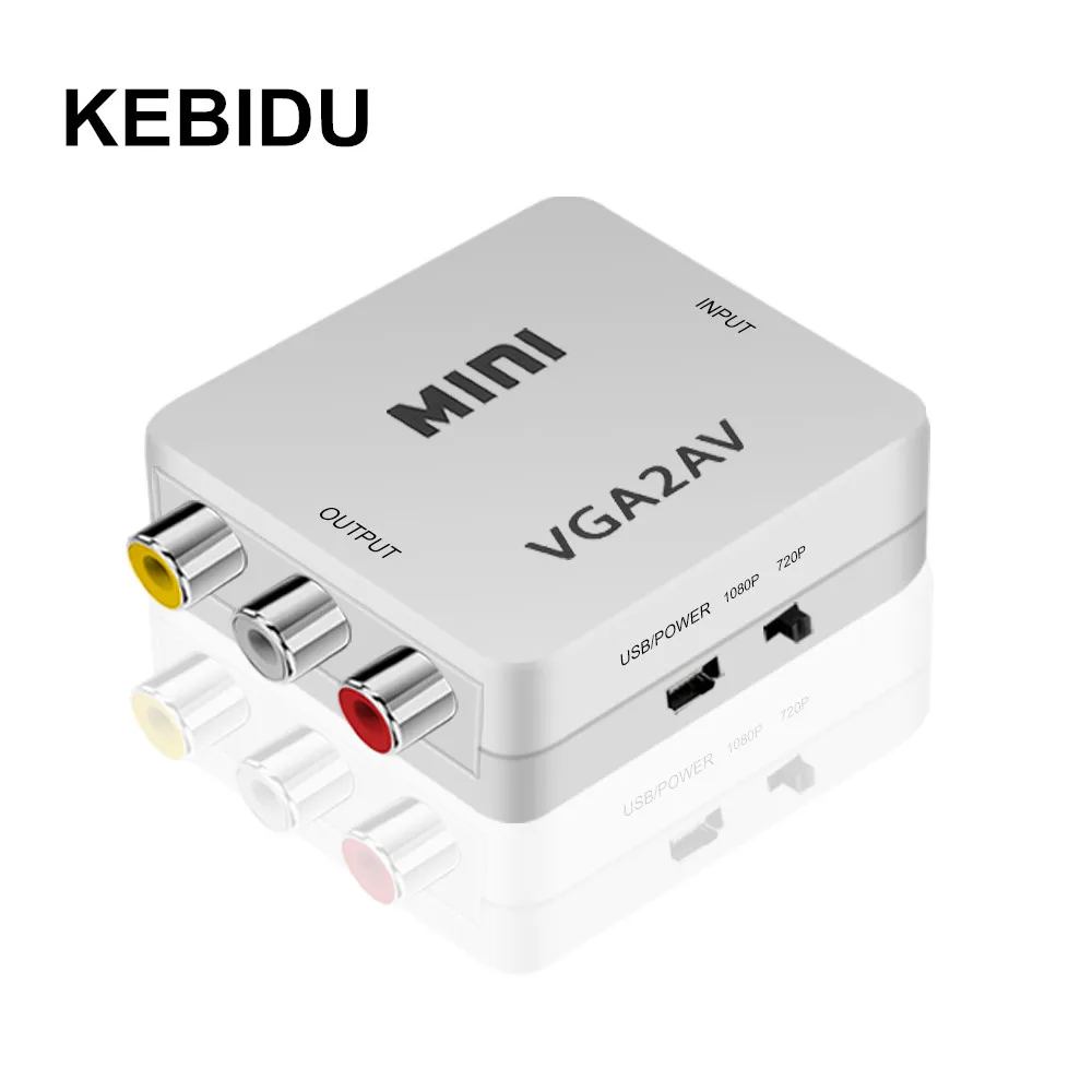 

1080P VGA2AV Video Converter Convertor Box VGA to AV RCA Video Converter Conversor with 3.5mm Audio to PC to HD TV Converter