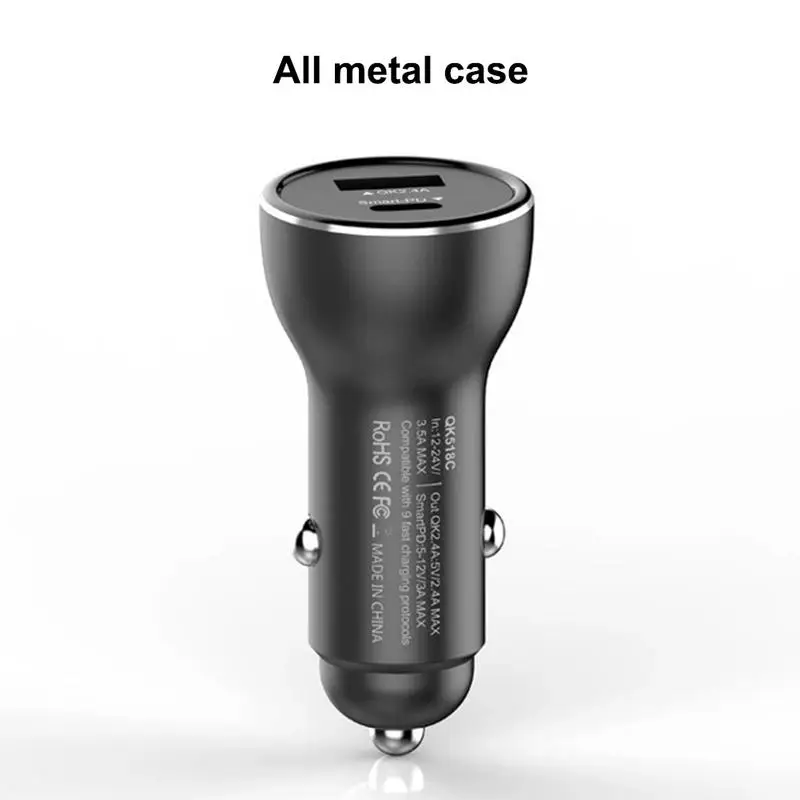 1x New Dual USB Car Charger For iPhone Samsung Tablets Flash Charge 3.5A Mobile Phone Charger With Cable For iPhone Fast Charger