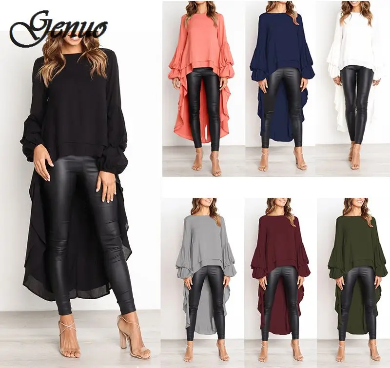 

Ruffles Loose Long Sleeve Blouse Women 2019 Autumn Lantern Sleeve Chiffon Casual Shirt Plus Size Womens Blouse