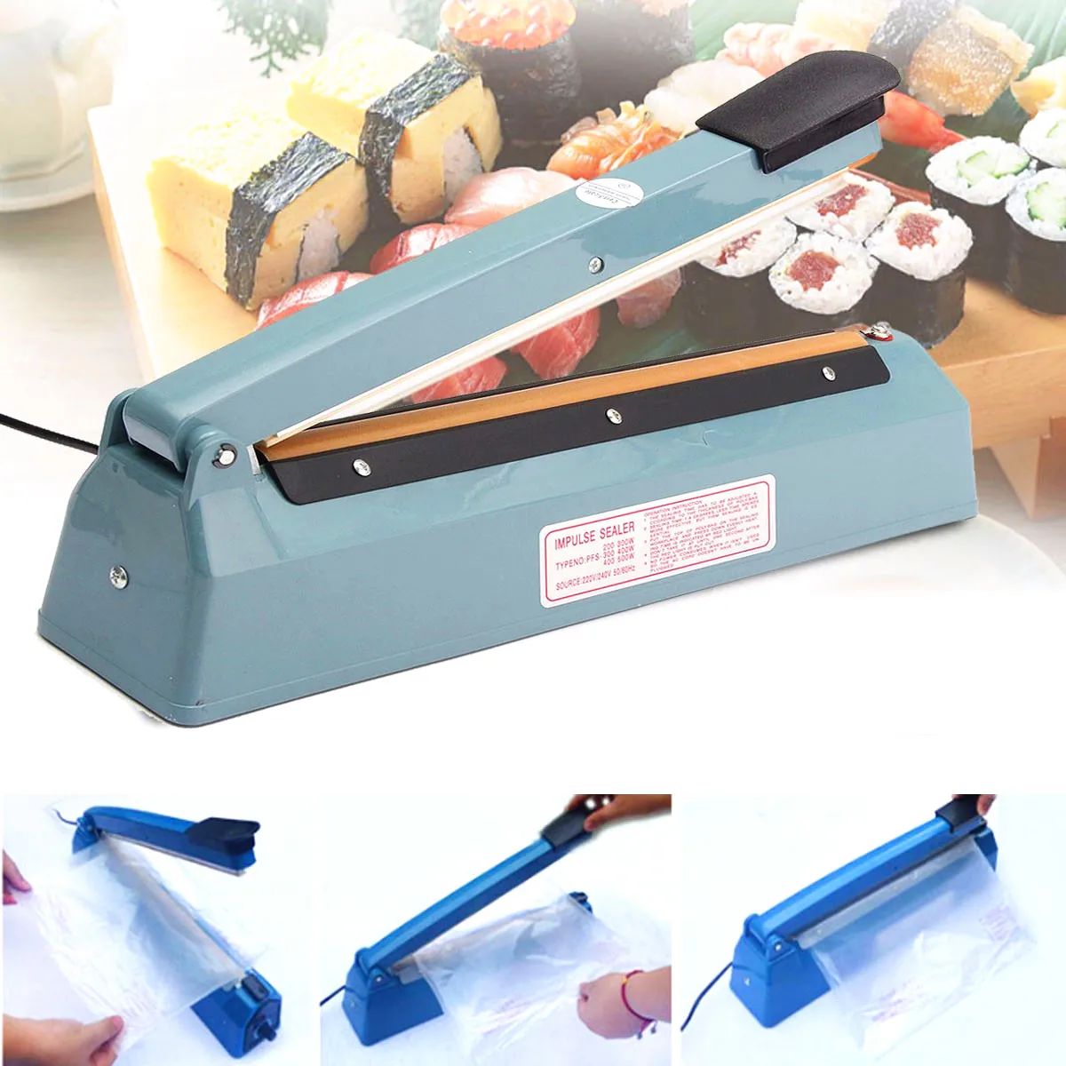 

Warmtoo 220V 400W Impulse Sealer Poly Bag Hand Pressure Sealer Machine Plastic Closer Sealing Wrap for Home Kitchen Dropshipping