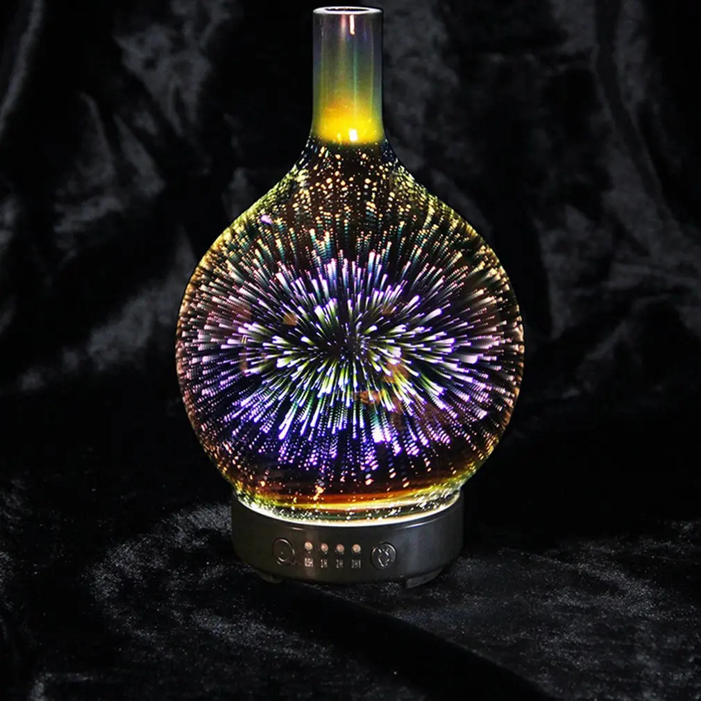 

3D Glass Vast Fragrance Humidifier Night Light Aromatherapy Machine LED Aroma Humidifier Fragrance & Atomization switch
