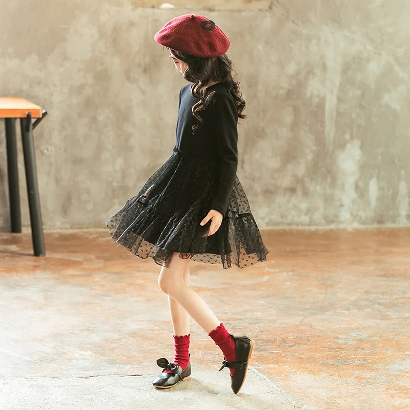 

Girl Christmas Dress 2018 New Winter Plus Velvet Baby Girl Dress Party Dress Kids Party Dress Children Mesh Patchwork,#3710