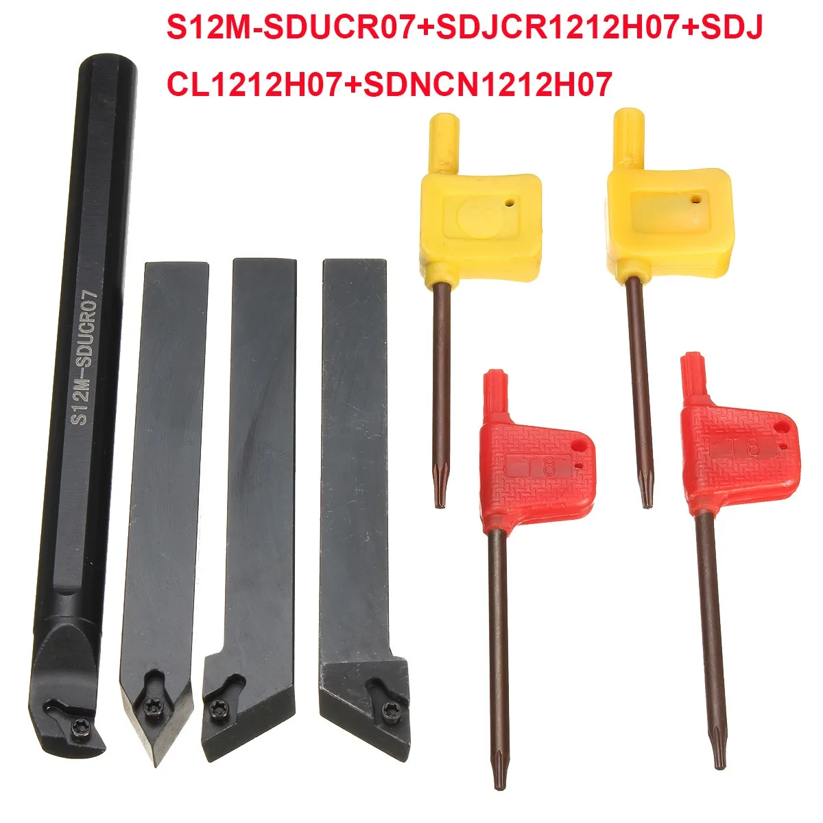 Ceny 4X zestaw 12mm tokarka uchwyt na narzędzia tokarskie Borning Bar dla DCMT0702 wkładka