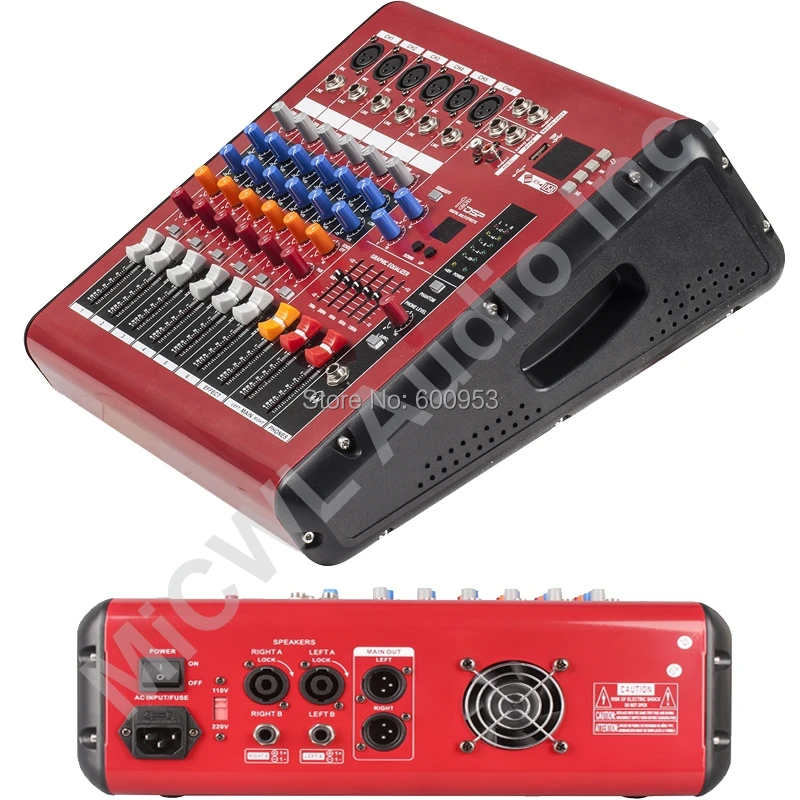 

Pro Red 6 Channel 800W watt Karaoke Stage Power Mixer Mixing Console Sound Voice Processor Wireless Bluetooth PMR601-AMP