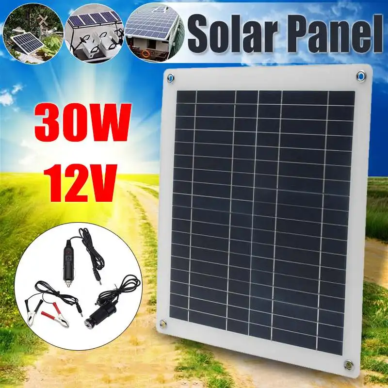 30 Вт солнечная панель 2 Usb Interface 12 В/5 В поликремниевый кремниевый элемент для батареи, зарядные устройства для сотового телефона, прикуриватель