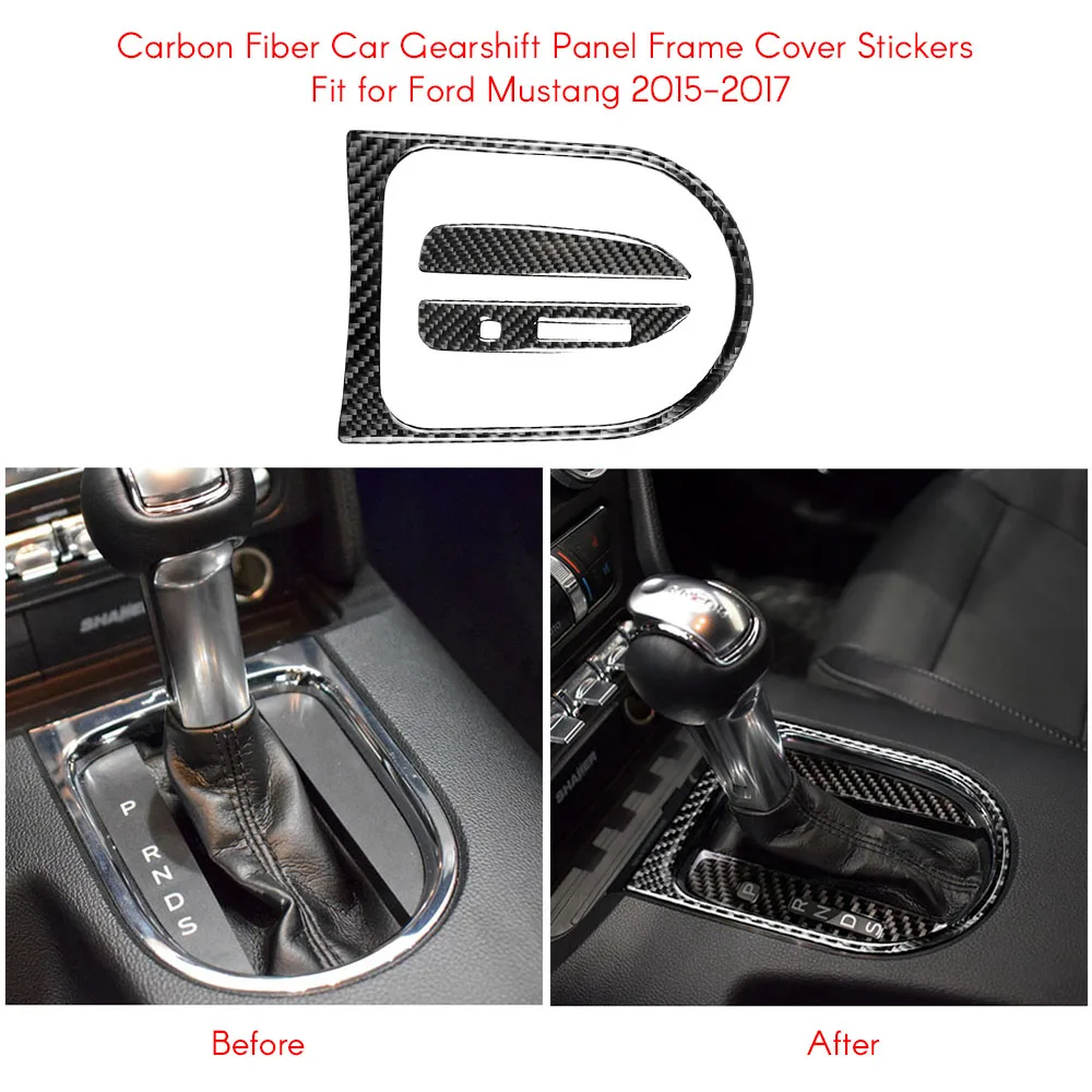 

KKMOON car-styling Carbon Fiber Car Gearshift Panel Frame Cover Stickers Fit for Ford Mustang 2015-2017 Car Accessories