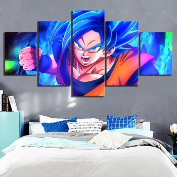 

5 Piece Animation Goku Dragon Ball Canvas Printed Wall Pictures Home Decor For Living Room Dragon Ball Poster Canvas Wholesale