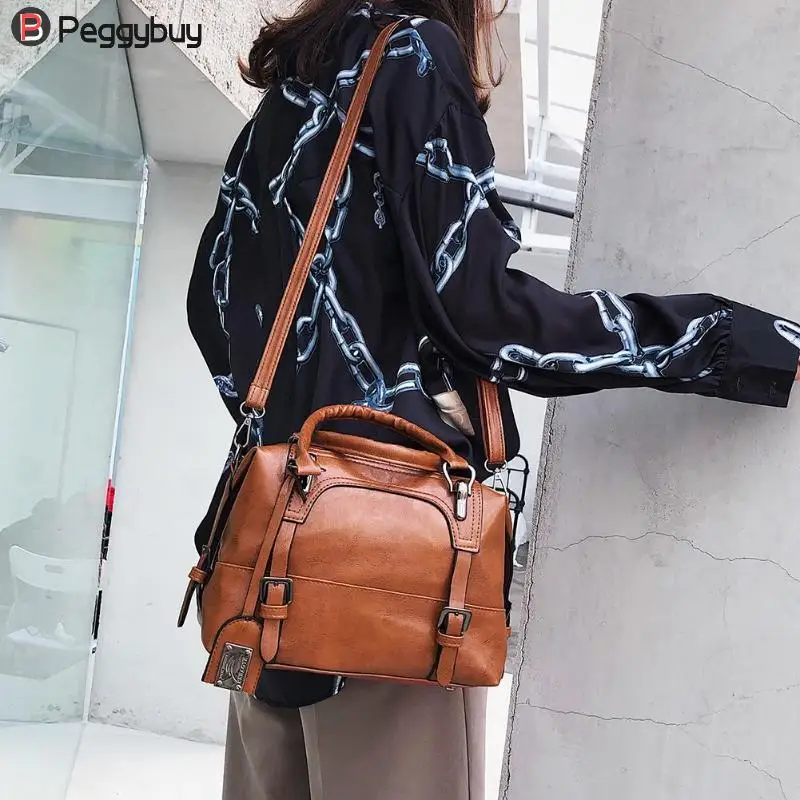 حقيبة يد فاخرة حقائب النساء مصمم بو الجلود بلون حقيبة كتف الإناث بوسطن أعلى-حقائب بيد