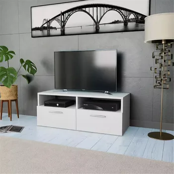 

vidaXL Modern TV Cabinet Unit Family Chipboard TV Cabinet Desk Table Stand Home Furniture Decoration 95x35x36cm White V3