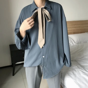

2019 Spring And Summer Models Korean Version Of The Trend Loose Casual Youth Solid Color Long-sleeved Shirt Streetwear Best