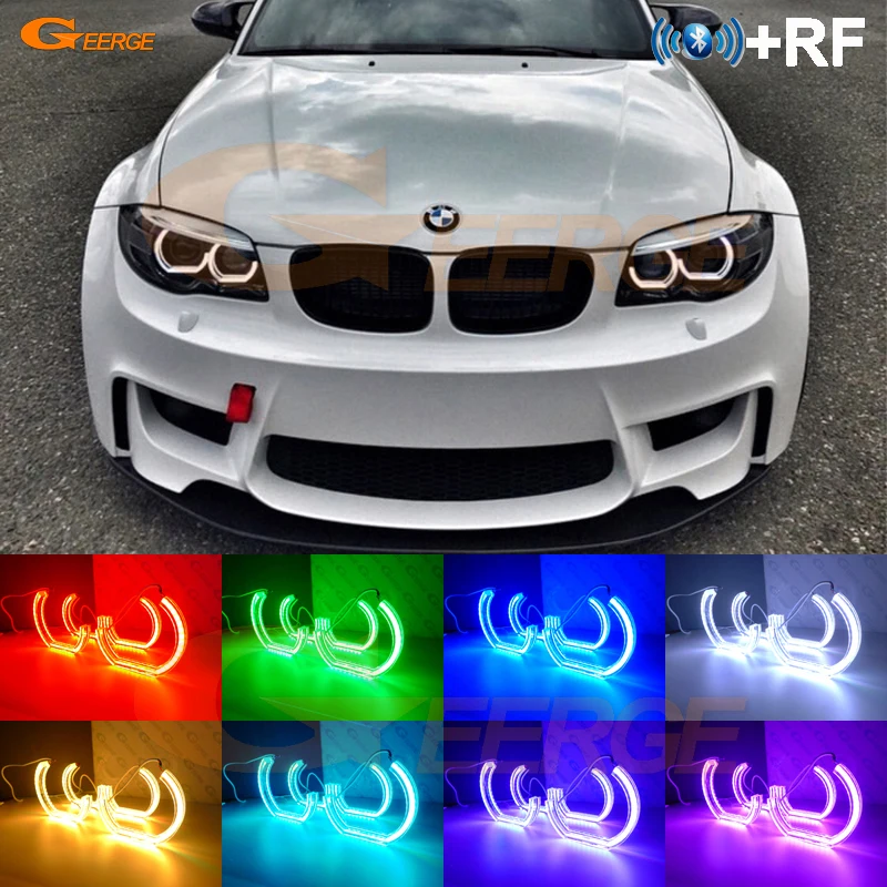 Для BMW 1 серии E82 E88 E87 E81 2006-2013 ксеноновая фара RF Bluetooth приложение DTM M4 Стиль многоцветный RGB светодиодный комплект «ангельские глазки»