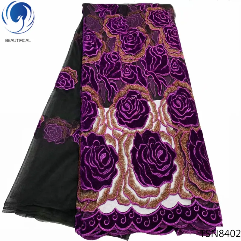 

BEAUTIFICAL velvet lace fabric 2018 lace fabrics tulle lace fabric pretty big flower pattern online shopping free shipping TSN84
