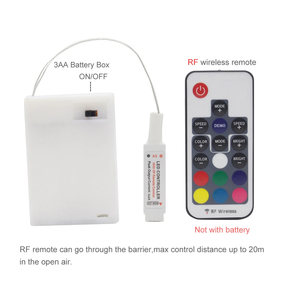 Светодиодная лента RGB 5 В водонепроницаемая SMD 5050 RF с дистанционным управлением