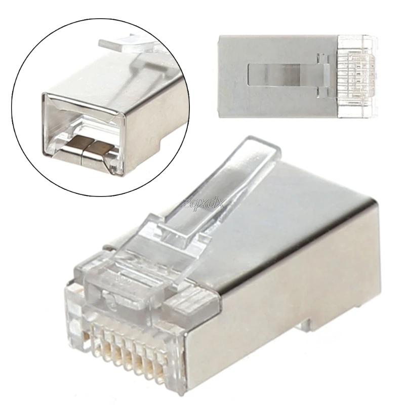 50 100 Pieces Shielded Cat5 Rj45 Modular Plug 8 Pin Connector Ethernet font b Network b