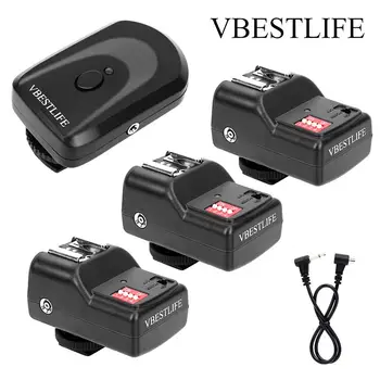 

433MHZ 16 Channel Wireless Flash Trigger Set with 1 Transmitter 3 Receivers 1 Sync Wire Cable 2019 New Arrival