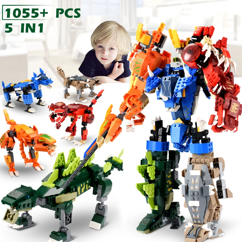 

Action Transformation Dinosaur Building Blocks DIY Robot Figures Toys Compatible Legoed Technic Building Blocks Toy For Children