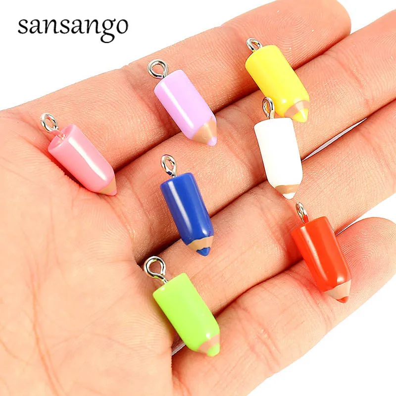 

10pcs Charm Multicolour Resin Pencil Pendant Beads For Jewelry Making DIY Necklace Bracelets Earrings Cute Keychain Wholesale