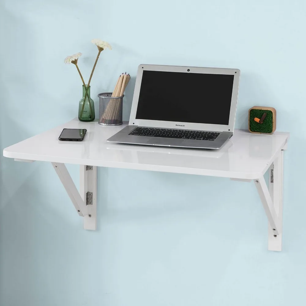 SoBuy FWT05 Solid Wood Wall-mounted Drop-leaf Table, Folding Dining Table Desk
