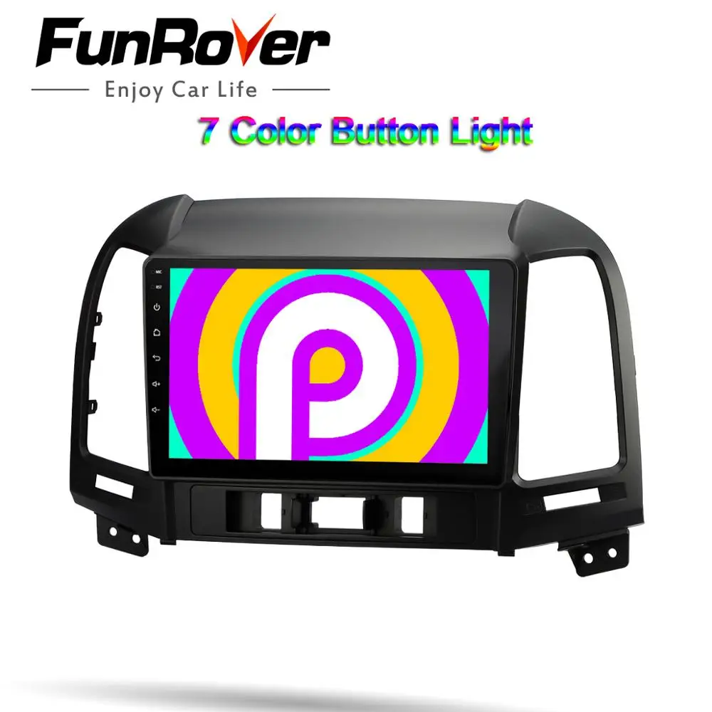 Perfect FUNROVER android 9.0 2.5D+IPS car dvd gps multimedia player For Hyundai Santa Fe 2005-2012 radio navigation navi stereo DSP RDS 4
