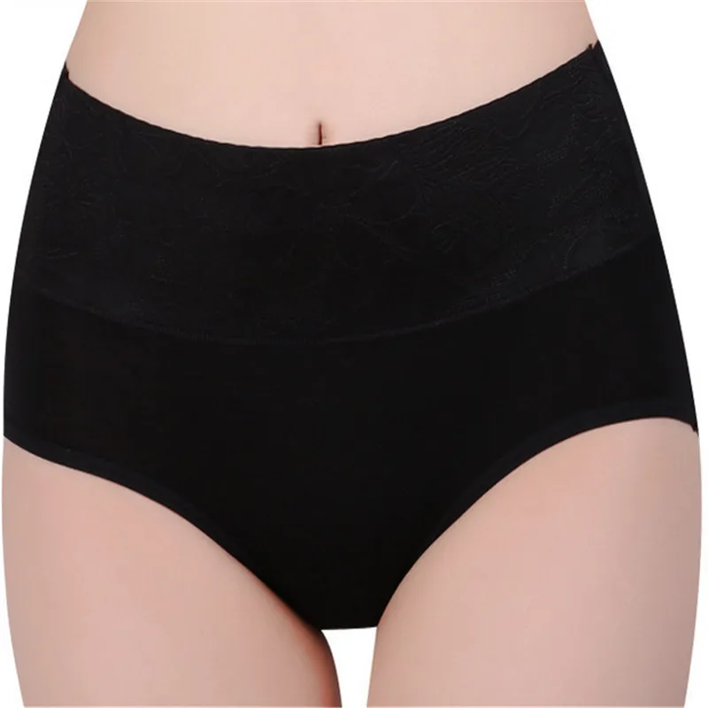 

Sale 10Colors Soild Color Women Panties Flowers Printed Plus Size Cotton High Waist Female Underwear Seamless