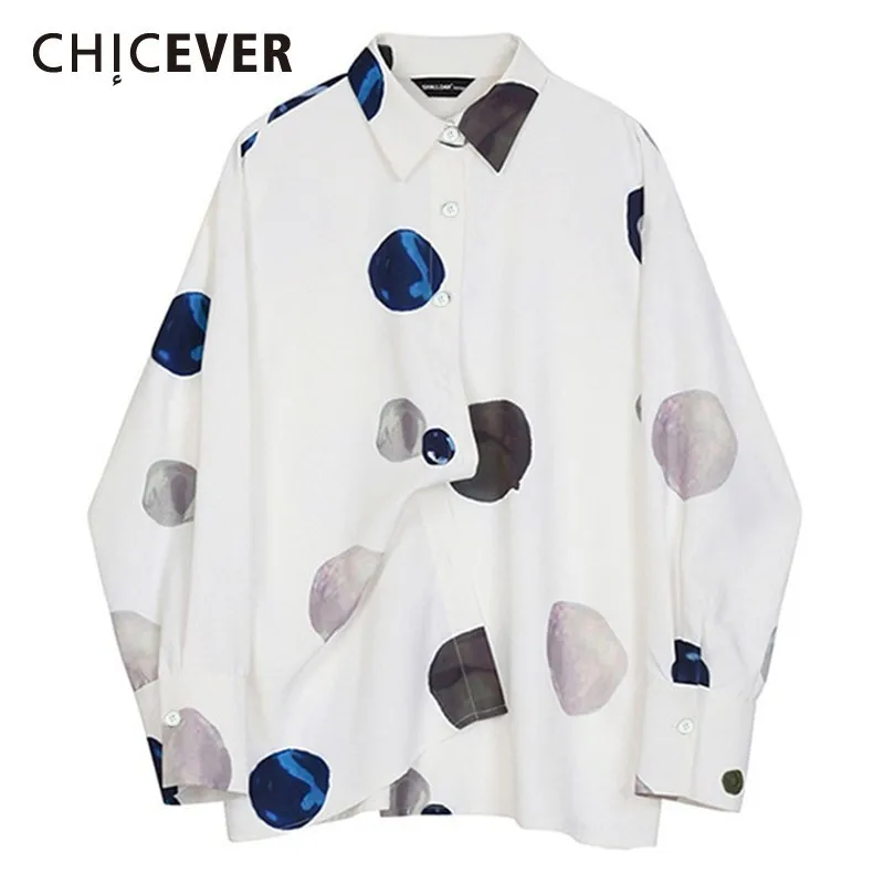 

CHICEVER Spring Casual Planet Print Square Collar Long Sleeve Button Loose Slim Female Top Clothing 2019 Fashion Korean New