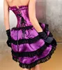 Women Gothic Burlesque Corset Dress Purple Satin Lace Up Overbust Bustier Corselet Skirt Set Halloween Party Costume ► Photo 3/4