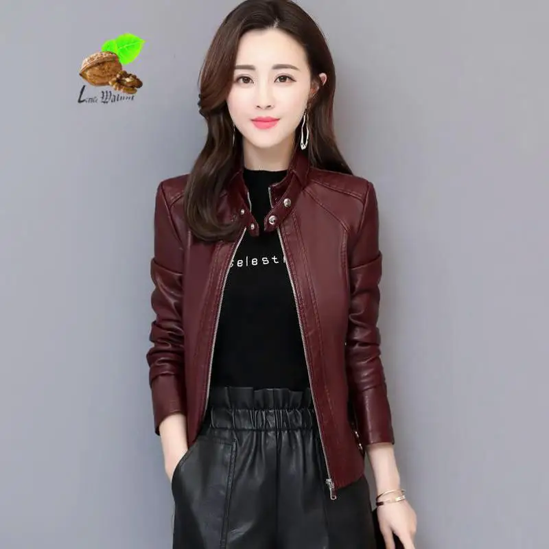 2019 Women Sheepskin Vintage Short Genuine Leather Jackets Lady's Spring Fashion Plus Size Motor Short Locomotive Coats