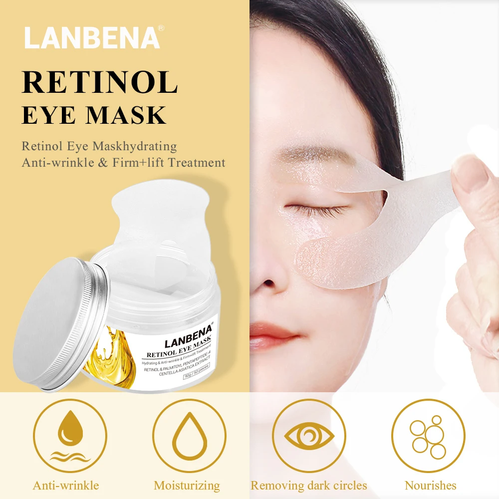 LANBENA Retinol Eye Mask Hyaluronic Acid Eye Patches Serum Reduces Dark