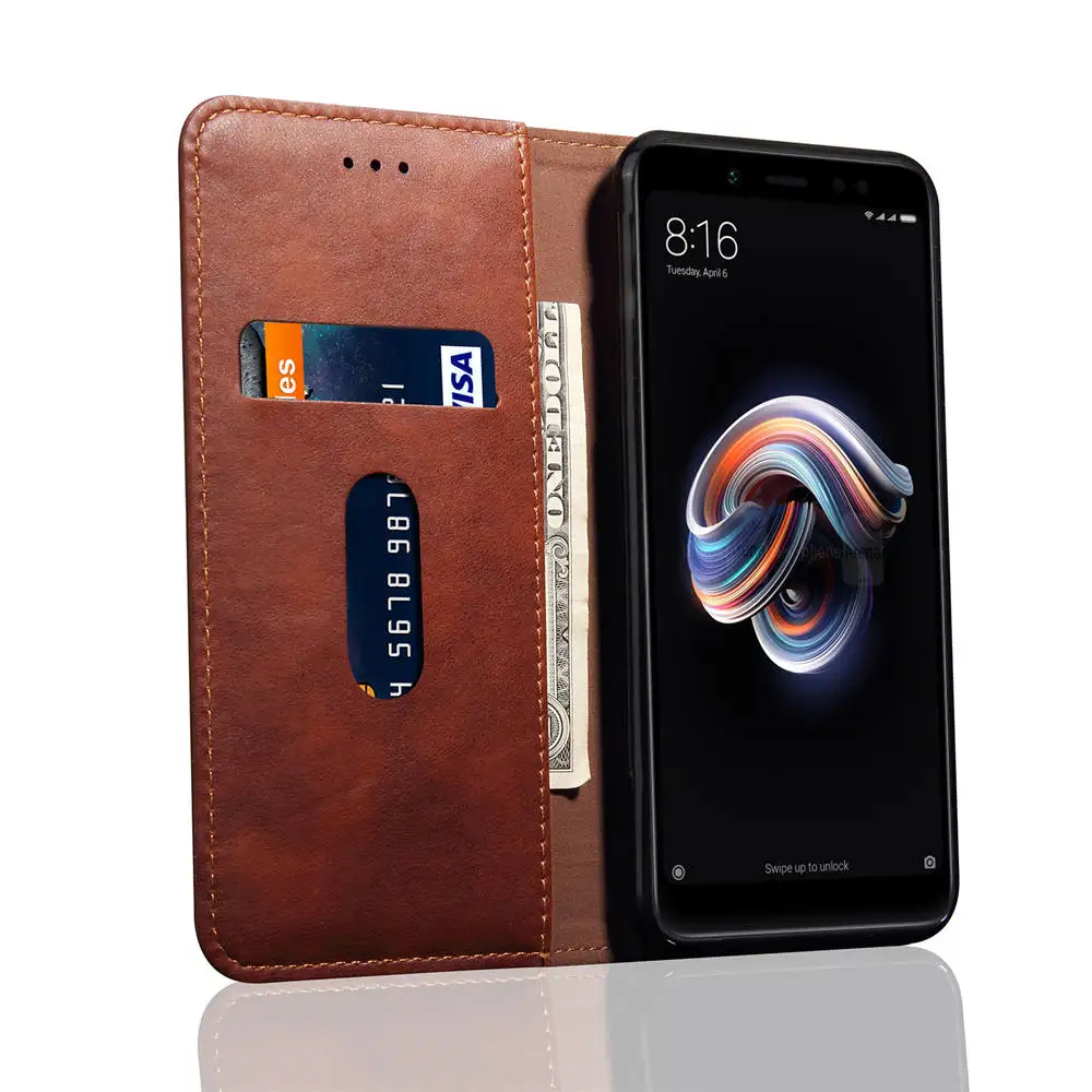 Роскошный кожаный чехол для Xiaomi Redmi Note 5 чехол-книжка кошелек телефона Магнитный