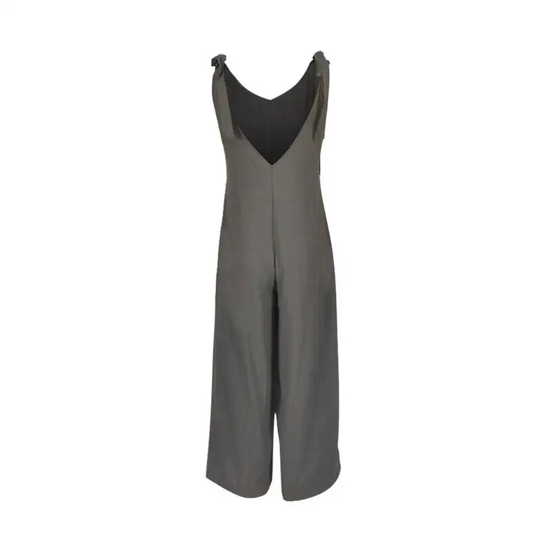 Fashionable Sexy Backless Wide-leg Jumpsuit Ladies Sleeveless V Neck Strap Solid Color Casual Large Size Loose Jumpsuit Wide Leg Fashionable Sexy Backless Wide-leg Jumpsuit Ladies Sleeveless V Neck Strap Solid Color Casual Large Size Loose Jumpsuit Wide Leg