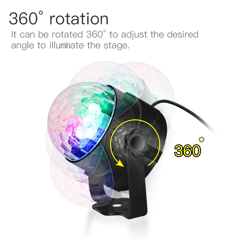 USB Вращающийся RGB светодиодный светильник для дискотеки шар звук вечерние s