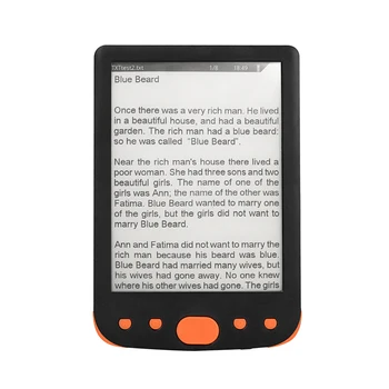 

6 Inch e-Book Reader E-Ink Screen Glare-free with USB Cable PU Cover Built-in 8GB Memory Storage E-reader Support TF Card Orange